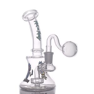 1pcs kleine Öl -Tupfen -Rigs 7 Zoll Shishs Dicke Matrix Duschkopf Percolator Glas Becher Bongs 14mm weibliche Bubbler -Wasserrohre mit Glasölbrennerrohr