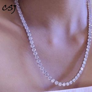 Chains 5mm Full Moissanite Tennis Necklace 18K Gold Plated 925 Sterling Silver For Women Men Sparkling Jewelry Lab Diamond With GRA