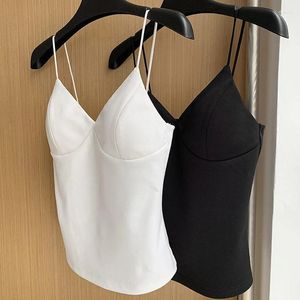 Damen Tanks Sexy Schwarz V-Ausschnitt Spaghettiträger Tops Frauen Elegant Off Shoulder Ärmellos Omighty Camisole Weste Sommer