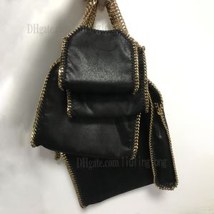 Nya modekvinnor handväska Stella McCartney PVC Högkvalitativ läder Kopplingväska Falabella stor tygväska kvinnor svarta lyxiga designers shoppingkedja väskor