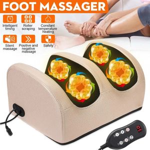 Fotmassager fjärrkontroll Electric Foot Massager Machine Heat Terapy Shiatsu Knådan Roller Vibrator Compression Deep Muskler Gift 231202