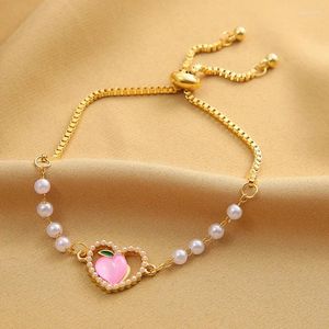 Bransoletki bransoletki Bangle Pearl Heart Bohiam Regulowana złota kolorowa bransoletka dla kobiet Śliczne romatyczne modne akcesoria biżuterii Dziewczyny