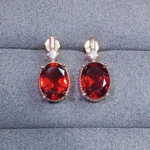 Brincos pendurados Natural Real Red Garnet Brinco Oval Estilo 925 Prata Esterlina 6 8mm 1.5ct 2pcs Pedras Preciosas Jóias Finas X231079