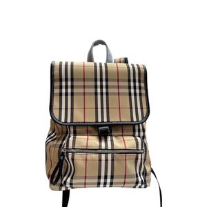 Zaino in cotone con motivo vintage check Borsa firmata Zaino con finiture in pelle di lusso Zaino da viaggio stilista Archivio Zaino beige Zaini classici versatili