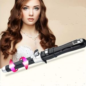 Curling Irons Electric LCD Auto Rotary Curling Iron Wand Hair Curler Maving Magic Automatic Detating Roller Wavy Purl Hairstyle Salon Tong 231202