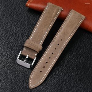 Assista Bandas Handmade Cinzento Couro Watchband 18 19 20 21 22mm Liberação Rápida Soft Couro Ultra-Fino Strap