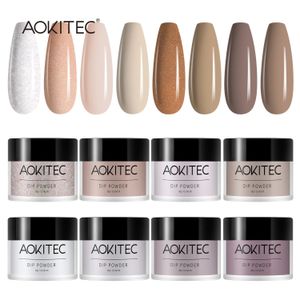 Acrylic Powders Liquids Aokitec Dipping Powder Set 8 Color 10g Pastel Glitter Powder Kits Manicure Nails Art Sparking Decoration For French Nail 231202