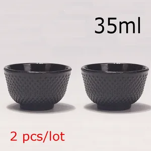 Xícaras e pires 2 peças, conjunto de xícaras de ferro fundido para bebidas japonesas tetsubin, 35ml, ferramentas artesanais de alta qualidade