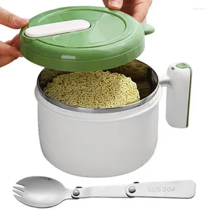 Conjunto de tigela de macarrão ramen de louça com tampa hermética de aço inoxidável parede dupla isolada térmica