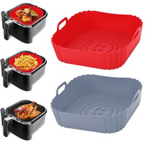 Baking Moulds 22cm Reusable Airfryer Pan Liner Accessories Silicone Air Fryers Oven Tray Pizza Fried Chicken Basket 231202
