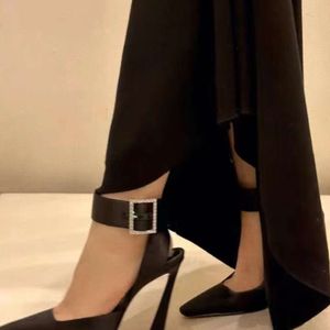 Kristal toka süslemeli 110mm ayak bileği sargısı stiletto topuklu kadınlar için akşam ayakkabıları topuklu en kaliteli tasarımcı stiletto sandal slingbacks