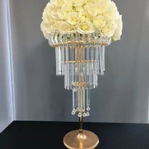 Event Table Decoration Gold Silver Candle Holder Metal Flower Stand Centerpiece for Wedding Table 057