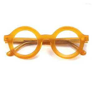 Montature per occhiali da sole Occhiali da vista rotondi personalizzati in acetato giallo Occhiali da vista ottici Steampunk High Street per donna uomo