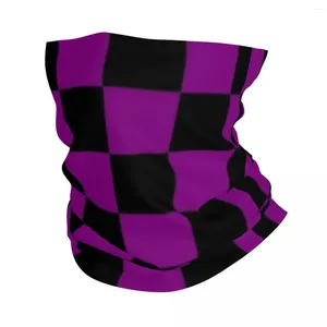 Szaliki fioletowe czarne szachownica chustka okładka szyi geometryczna magiczna szalik magiczny szalik