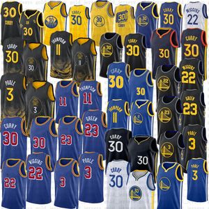 2023 30 Curry Basketball Stephen Jersey Klay 11 Thompson Andrew 22 Wiggins Draymond 23 Green Poole 3 Sports Shirt White Black Blue mens