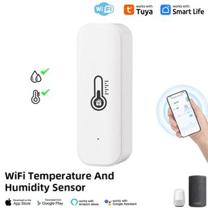 Управление умным домом Tuya Wi-Fi, датчик температуры и влажности, домашний мониторинг с питанием от батареи, приложение для Alexa Google Voice 231202