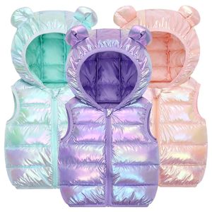 Colete outono inverno crianças colete moda sem mangas jaqueta para meninas meninos com capuz colete casacos para 2-6 anos crianças roupas 231202