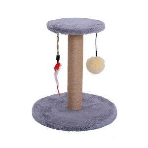 Tiragraffi per mobili per gatti Tiragraffi per gatti in sisal naturale Albero da arrampicata per animali domestici Torre per saltare in peluche morbido e liscio con palline interattive Giocattolo per animali domestici 231202