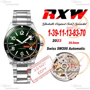 RXW Senator Seq Spezialist Diver Swiss SW200 Automatisk herrklocka 39.5mm Green Reed Dial Rostfritt Steel Armele 1-39-11-13-83-70 Super Edition Reloj Hombre Puretime C3
