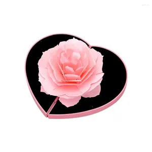 Pochettes à bijoux Mode Bagues élégantes Joyeuse Boîte rouge Boîte de fiançailles de mariage Rose Fleur Cadeau pour l'amour Emballage Affichage Support de stockage