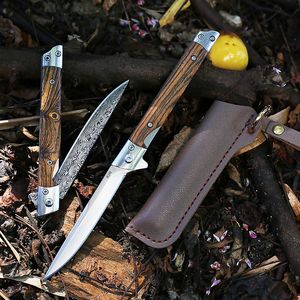 Damascus pen knife Outdoor knife self-defense knife High hardness folding knife portable folding knife Mini knife