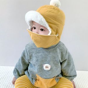 キャップ帽子秋の冬の赤ちゃんの帽子子供の風力保護耳キャップマスクキャップ女の子の男の子冬の厚い暖かい子供アクセサリー231202