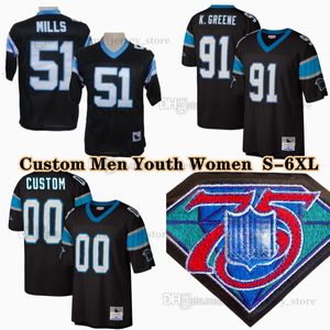 Custom 75th Vintage 51 Sam Mills 1996 Football Jersey 91 Kevin Greene 53 Brian Burns 54 Shaq Thompson 76 Russell Okung Teddy Bridgewater 12 D.J. Moore 21 Jeremy Chinn