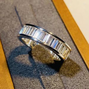 Обручальные кольца Huitan, модные прямоугольные кольца с фианитом для женщин, серебряный цвет, модные универсальные аксессуары, ювелирные изделия