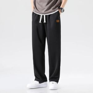 Mens Designer Running Baggy Track Pants 100% poliéster perna reta larga jogger casual suor