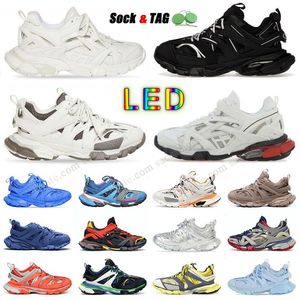 Designer Triple-S Track 3.0 Sapatos Casuais Faixas LED Sapatilhas Preto Branco Verde Transparente Nitrogênio Cristal Outsole 17FW Running Shoes Mens Womens Outdoor Trainers