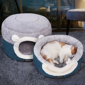 Canis Pens Pet Cat House Sleep Bed Pequeno Cão Inverno Quente Almofada Filhote de Cachorro Macio Ninho Mat Gatinho Tenda de Dormir Gatos Canil Fechado Caverna 231202