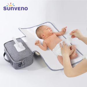 Trocando almofadas cobre sunveno 2in1 saco de fraldas portátil à prova dwaterproof água almofada molhada esteira alta qualidade com alça ombro y231202