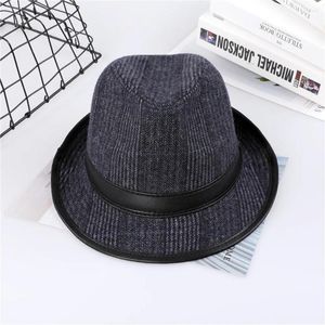Berets Fashion Trendy Mens Woolen Feel Bowler Hat Formal z zespołem Roll Up Brim Fedora Hats