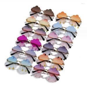 Sunglasses 2024 Metal Frameless Personality Cloud Funny Dark Glasses Water Color Droplet Eyeglasses Gradient Spectacles Pograph UV400