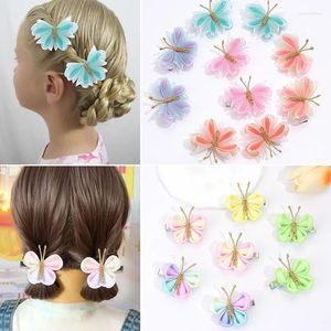 Hair Accessories Oaoleer 10Pcs Colorful Mesh Butterfly Clip Sweet Girls Handmade Flocked Bow Hairpin Kids Headwear Boutique