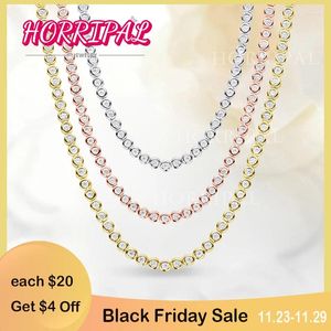 Chains HORRIPAL 2-3mm D VVS1 Full Moissanite Tennis Necklace S925 Sterling Silver Real Lab Grown Diamond Choker Gem Pass Test With GRA