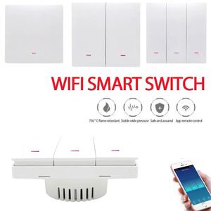 スイッチアクセサリTUYA 123ギャングwifiスマートライトスイッチLEDプッシュボタンウォールEU標準音声コントロールモバイルアプリ231202