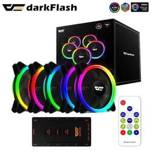 Охлаждающие подставки для ноутбука DarkFlash DR12 Pro 120 мм RGB Корпус компьютера Вентиляторы Sata Разъем 3 Pin 5V Sync Argb 231202