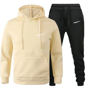 Tracksuit Men Suit Suit Men's Dwuczęściowe spodnie Nowy zestaw z kapturem wielobarwny złożony z długich rękawów