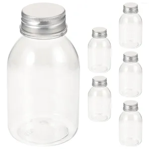 Storage Bottles 6Pcs Empty Milk Clear Beverage Transparent Juice Sealing Caps