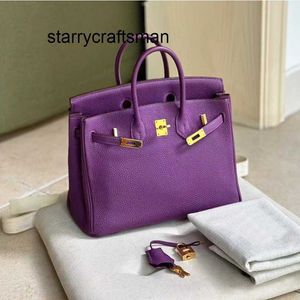 Genuine Leather Bags Real Leather Sea Purple 2023 New Commuting Handbag Large Capacity Tote Top Layer Cowhide