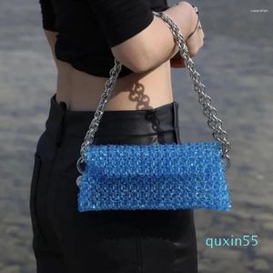 Evening Bags Silver Chain Messenger Lake Blue Summer Customized Designer Underarm Party Purses High Sense Crossbody Dinner