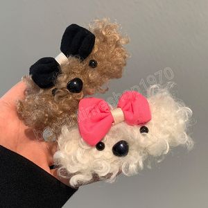 Cartoon Nette Plüsch Tier Haar Clips Für Mädchen Mode Rosa Braun Schleife Haarnadeln Haarspangen Süße Hund BB Haar Clip