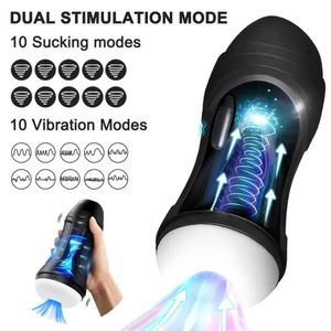 Giocattolo del sesso Massaggiatore Sucker Pompa da uomo Telescopico automatico Grande dildo Chocho Real Vajina per uomini Donne maschili Vibratore