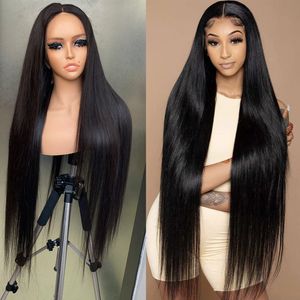 Grade 12A Vietnamese Peruvian Indian Brazilian Double Drown Natural Black Silky Straight 13x4 HD Lace Frontal Wig 28 Inch 100% Raw Virgin Remy Human Hair