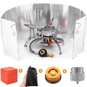 Stoves Camping Windproof Gas Stove Outdoor Strong Fire Heater Portable Folding Ultralight Picnic Hiking Cooker 231204