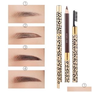 Eyebrow Enhancers Factory Direct Makeup Eyes Flamingos Leopard Professional Make-Up Pencil Brushblack/Brown/Gray Drop Delivery Health Dhwqy