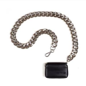 Czarny portfel kobiety grube łańcuchowe paski na ramię Mini szminka kieszonkowa moda crossbody torebki messenger torebka i torebka 21245p