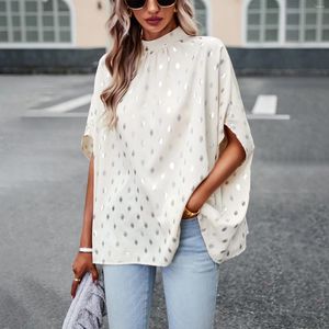 Kadın bluzları Gümüş Gömlek Kadınlar için Sonbahar 2024 Zarif Gidiş Tasarım Uzun Kollu