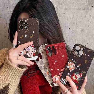 Designer Telefonfodral iPhone 15 Pro Max 12 13 11 PROMAX 14 14PRO 16 16Pro Luxury Leather Letter Christmas Style Telefonfodral